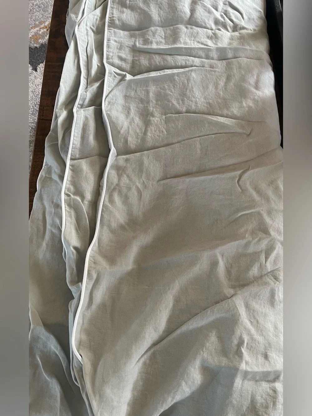 NWOT Quince European Linen Piped 1 Piece Duvet Cover, Full/Queen